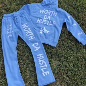 SWEATSUIT W/STACKED-BLUE