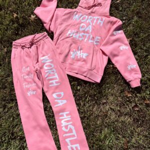 SWEATSUIT W/STACKED-PINK