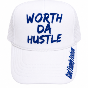 TRUCKER HAT- WHITE W/ ROYAL BLUE